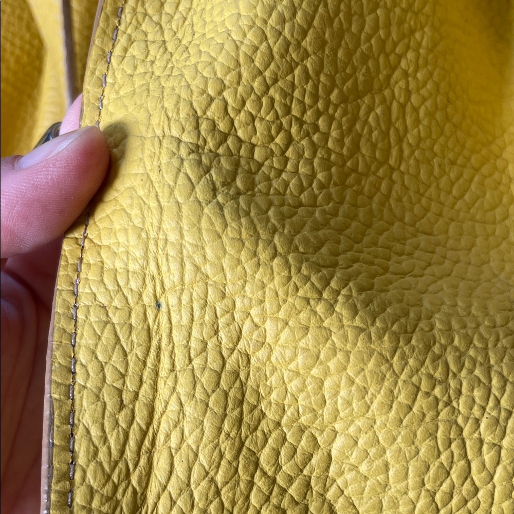 J Crew Borge Garveri Yellow Pebbled Leather Tote Bag - Picture 11 of 12